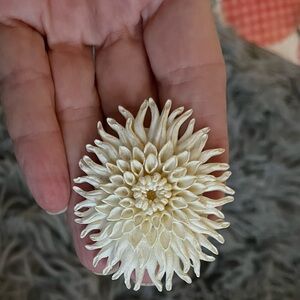 Bakelite Chic Cream Faux floral brooch.